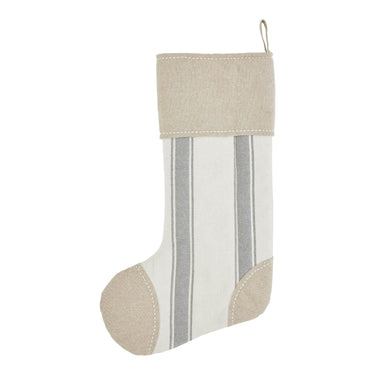 Grace Grain Sack Stripe Patch Stocking 12x20 - The Fox Decor